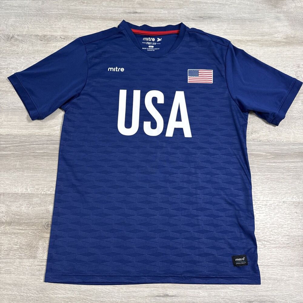 USA Soccer Shirt Mitre ProFlow Men's Blue Jersey Small Polyester 2020